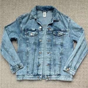 H&M &Denim Girls Denim Blue Jean Jacket with Buttons Collar Size 14